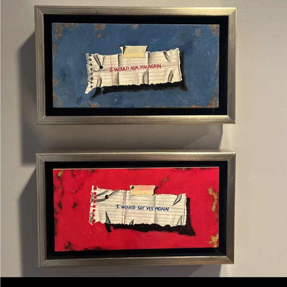 Original 6”x12” oil “notes” paintings on canvas panels. - Picture 4 of 10